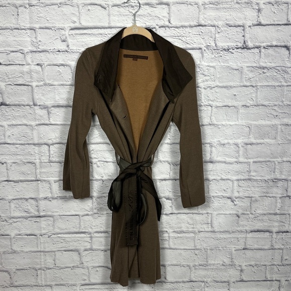 A Common Thread Taupe Belted Coat – Asymmetrical Button Front - Picture 8 of 14